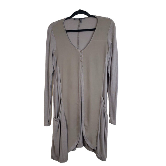 Mado et Les Autres Womens Top LAGENLOOK Artsy Long Cardigan Layering Boho Brown - Picture 1 of 10